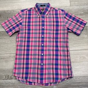 Pendleton Seaside Plaid Button Down Short Sleeve Shirt Men Size S
